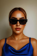 ŞIK Unisex Retro Tarz Kare Güneş Gözlüğü UV400 Siyah