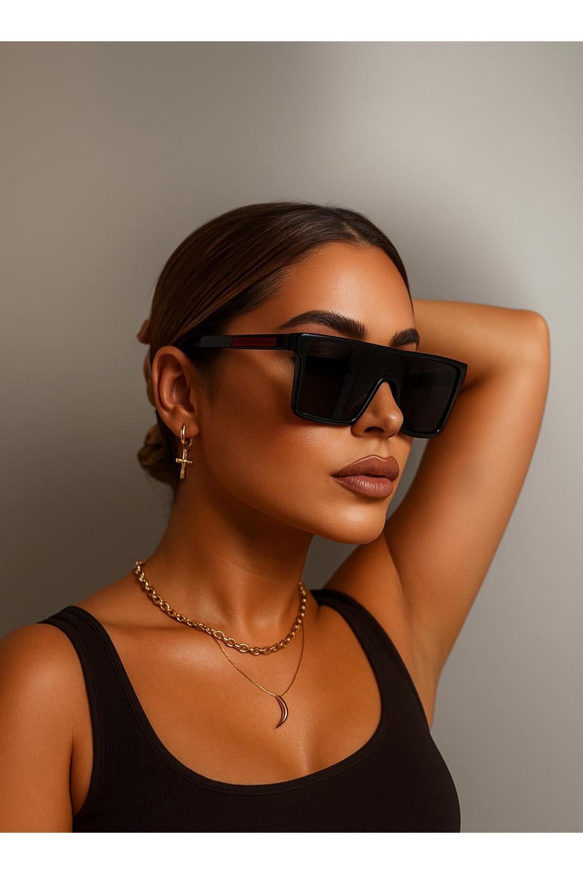 MODERN Unisex Kare Büyük Güneş Gözlüğü Polarized Siyah