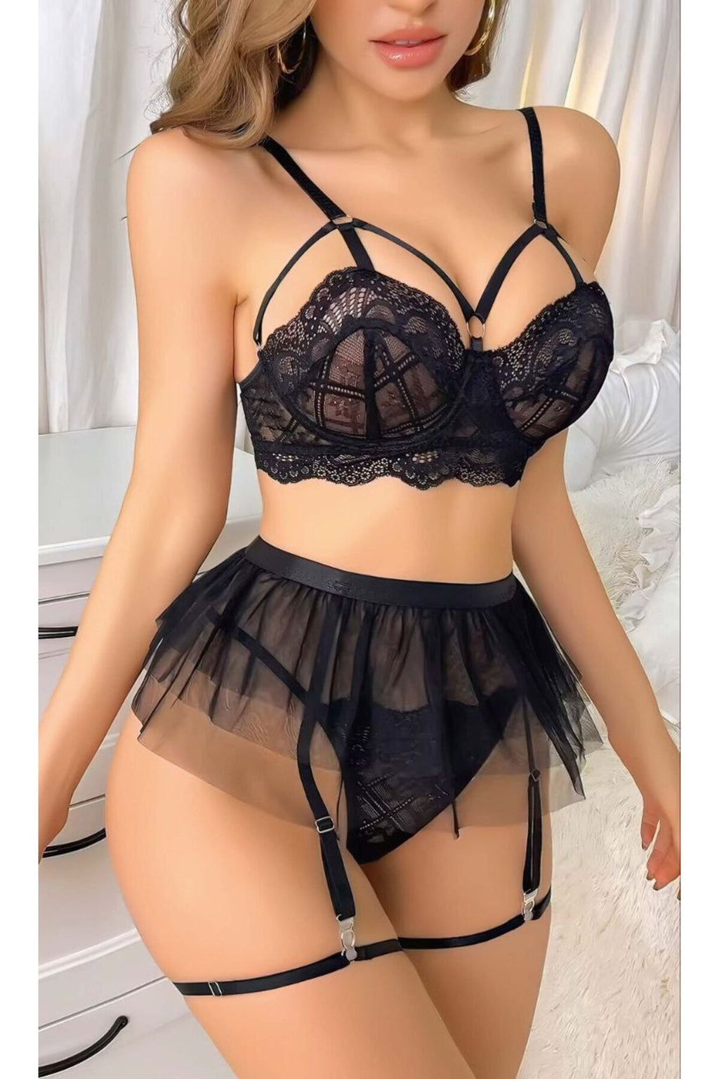 Fantezi Kostüm Jartiyer Seksi Etekli Gecelik Fantezi Seksi Kostüm Babydoll Bdsm, Erotic Gecelik