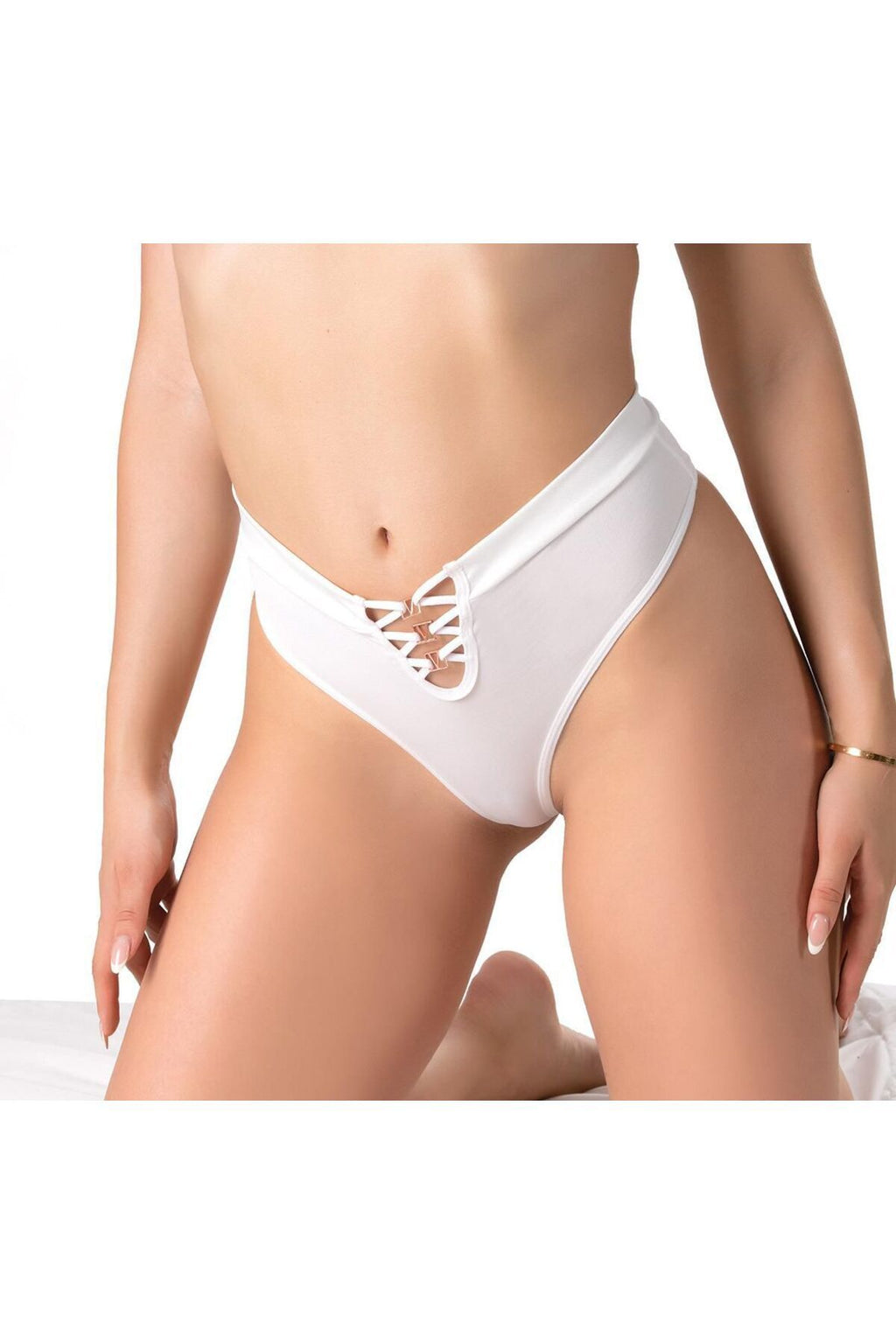SHEY - Beyaz String Yüksek Bel Sexy Kadın Külot Beyaz
