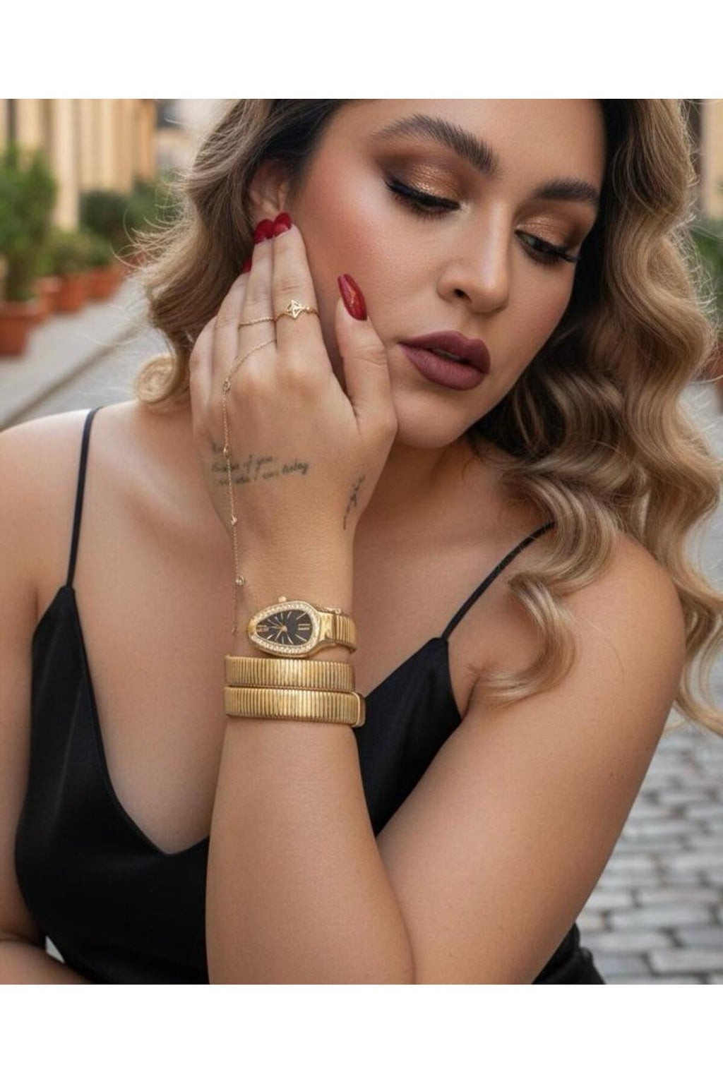 Yılan Model Snake Kadın Kol Saati Siyah