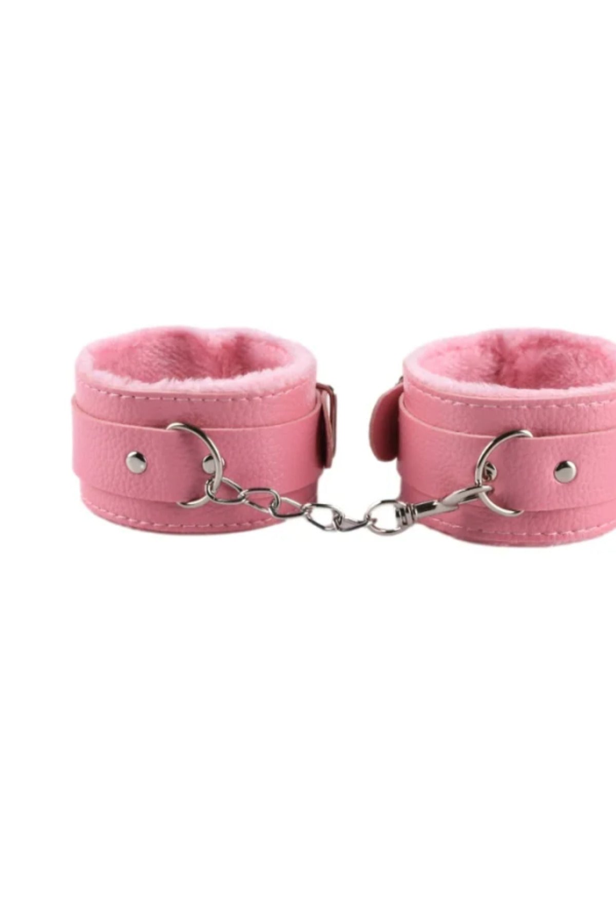 Deri Pembe Harnes Fantazi 7'li Kelepçe Kırbaç Fetiş Seti