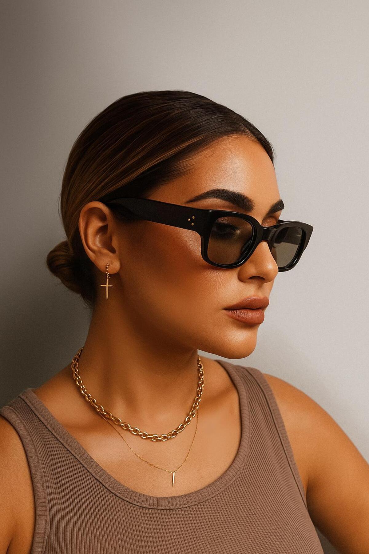 MODERN Unisex Cateye Retro Güneş Gözlüğü UV400 Kahverengi