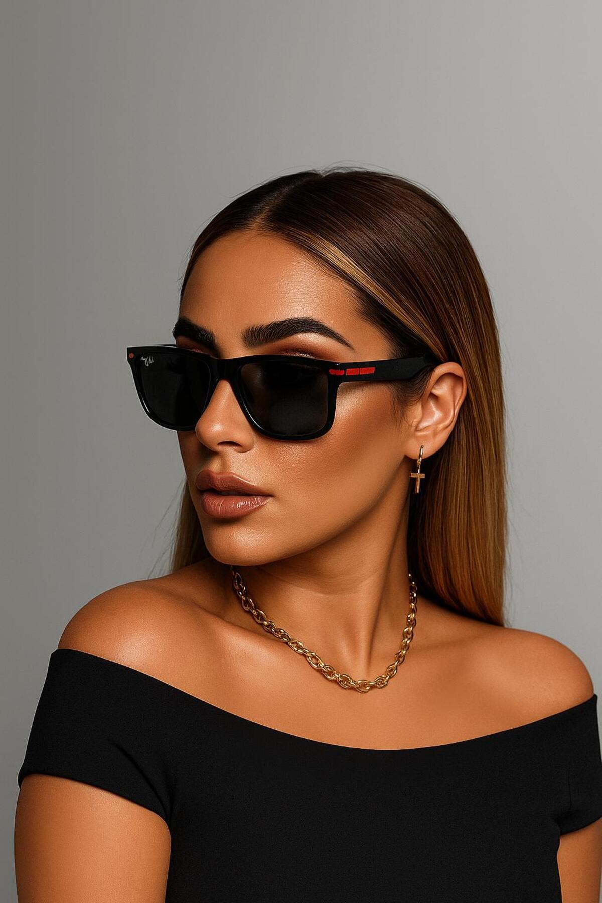 ŞIK Unisex Spor Kemik Polarize Güneş Gözlüğü Siyah