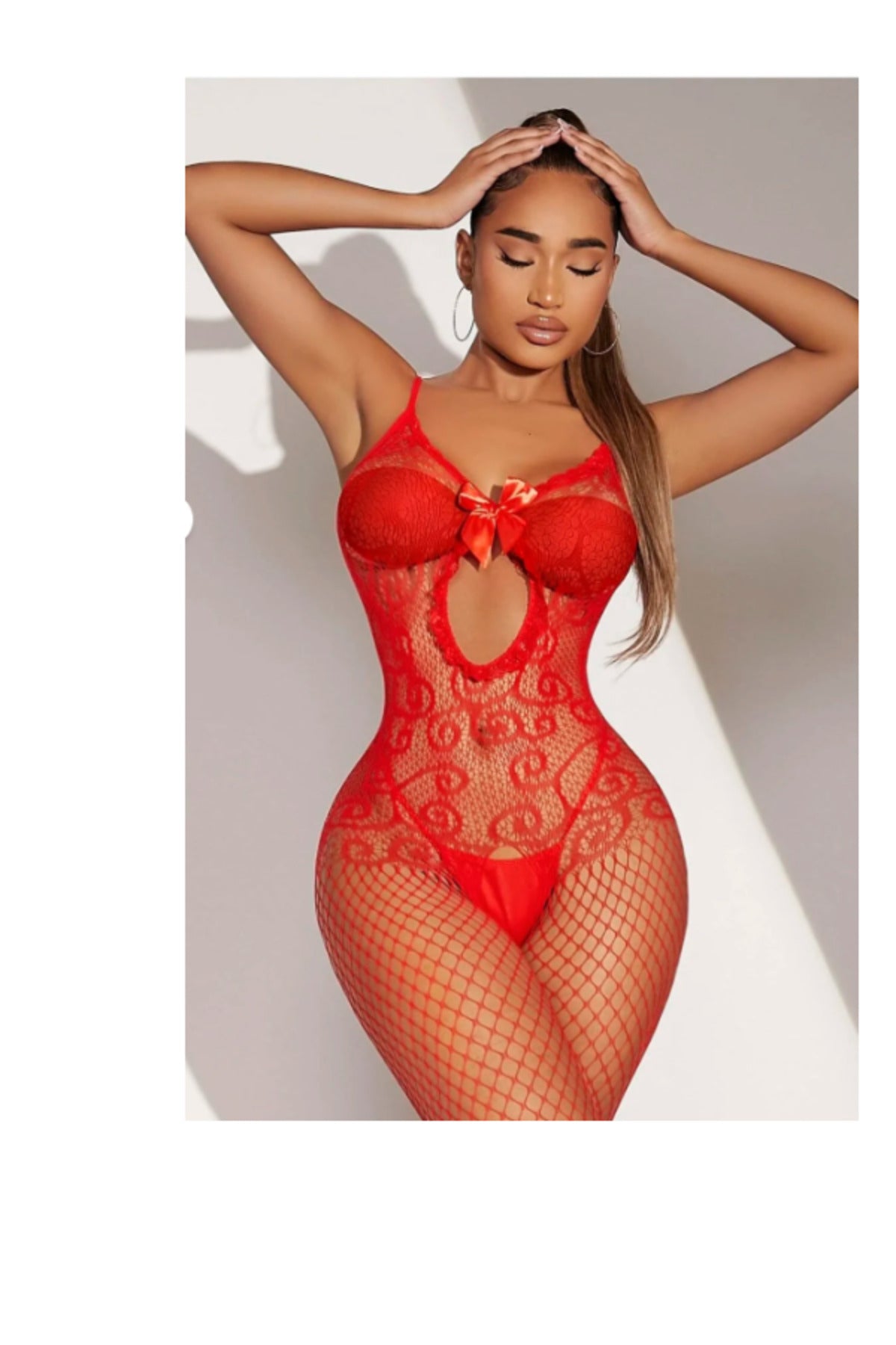 Fantezi Kadın Seksi Vücut Çorabı Kırmızı