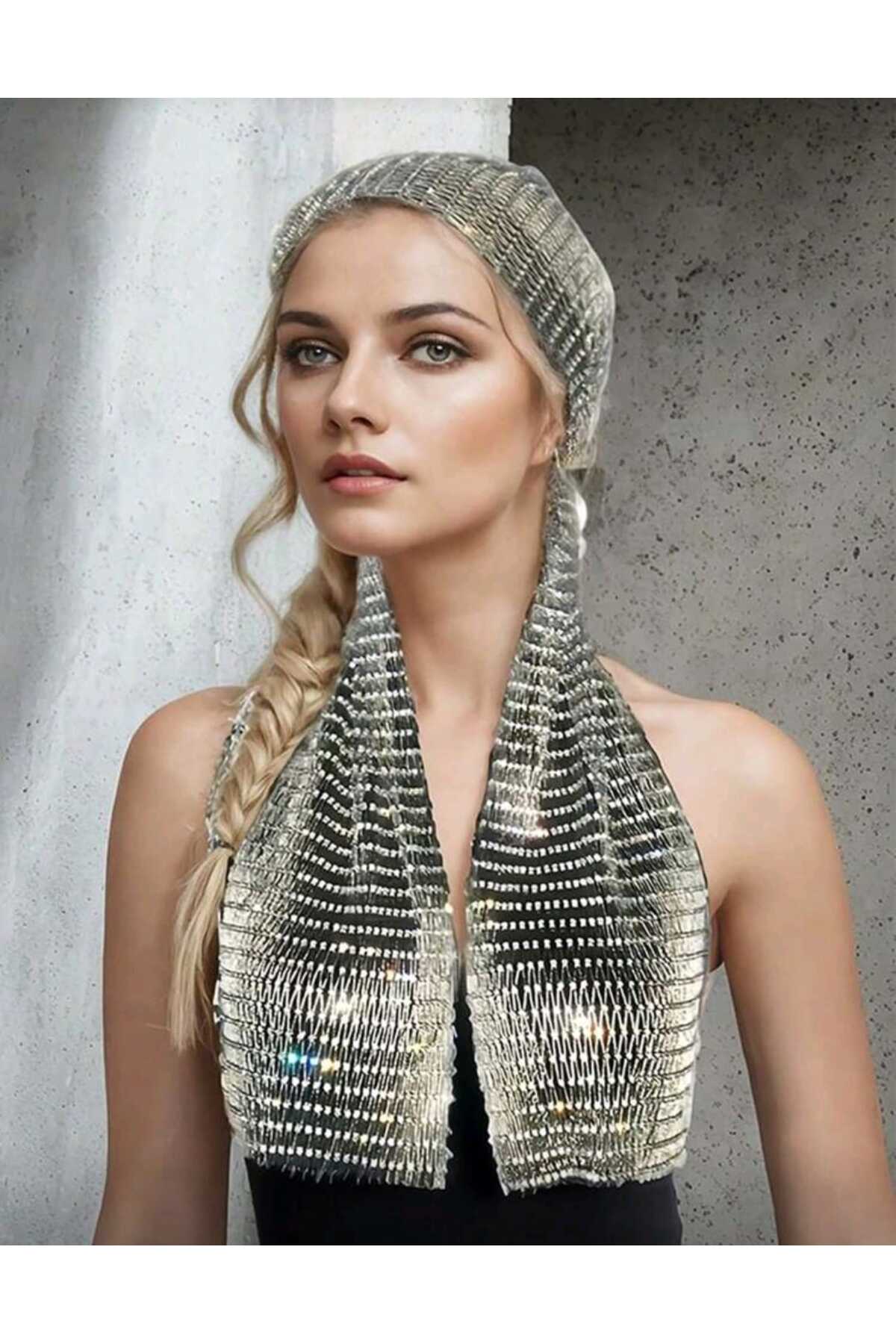 ZARİF TAŞLI AKSESUAR - IŞIL IŞIL PARLAK BAŞ TAKISI Beyaz